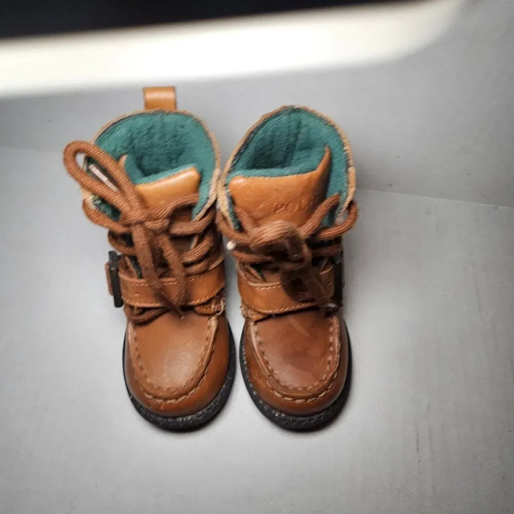 Polo Ralph Lauren Ranger Hi II Brown Tan Leather Toddler Boots Size 4
